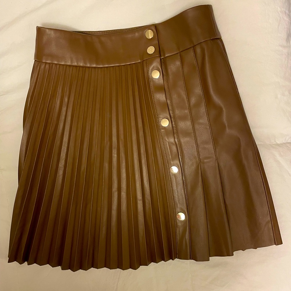 Zara Pleated Skirt Brown Size Extra Small